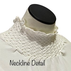 Peter Nygard Blouse Long Sleeve White Woven Mock Turtle Neck Plus Size OX NEW